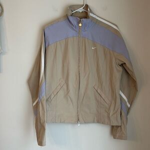 Nike Girl vintage Windbreaker stripped classic tan purple white jacket 12/14 GUC
